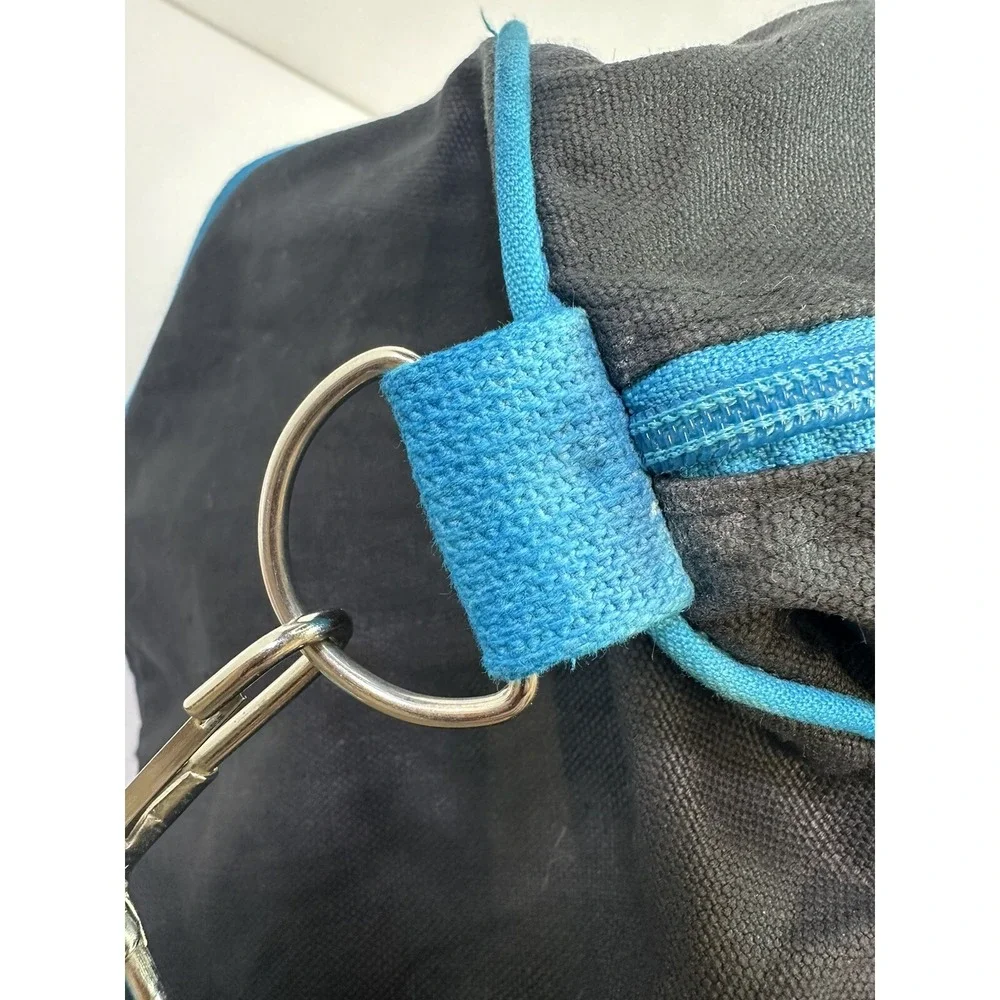 RARE Y2K Reebok Black Cotton Denim Gym Duffle 90s Teal Blue READ DESCRIPTION